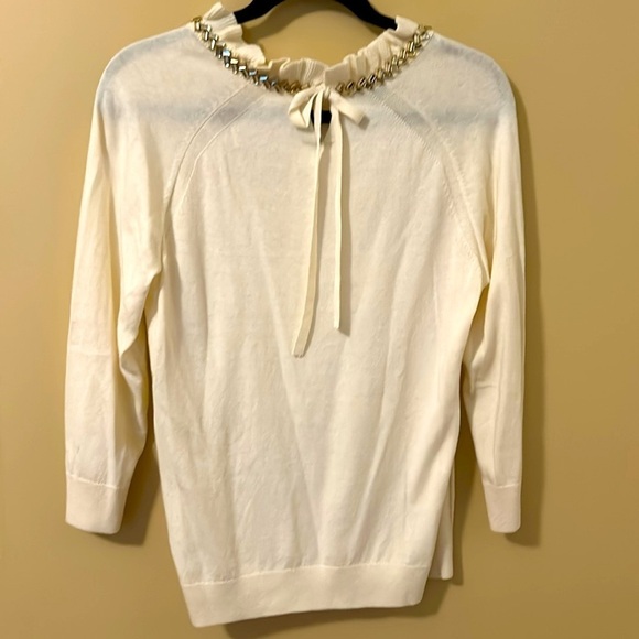 RSVP by Talbots Embellished Neckline Sweater Light Creme 3/4 Sleeve Size M - Picture 6 of 7